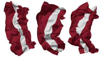 Lettland Flagge Wellen isoliert im anders Stile mit stoßen Textur, 3d Rendern png