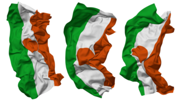 Níger bandera olas aislado en diferente estilos con bache textura, 3d representación png