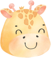 linda acuarela bebé jirafa cara cabeza emoción expresando guardería mano dibujado png
