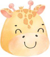 cute watercolour baby giraffe face head emotion expressing nursery hand drawn png