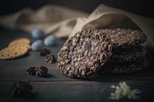 Fresh homemade Chocolate Oatmeal Cookies. Illustration photo