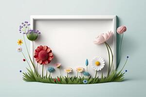 cute spring flower border frame. Illustration photo