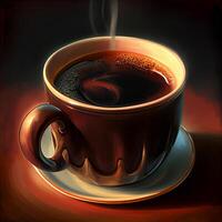 Cup of cappuccino coffee with smell coffee. Illustration photo