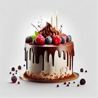 Birthday cake with candles. Illustration photo