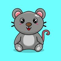 vector linda ratón sentado dibujos animados ilustración
