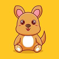 Vector cute kangaroo sitting cartoon illustration