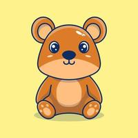 vector linda osito de peluche oso sentado dibujos animados ilustración