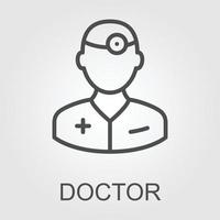 Doctor with Face Mask Vector Line Icons