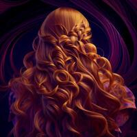 Beautiful Long Curly Hair background. Illustration photo