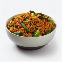 Schezwan noodles or szechuan vegetable. Illustration Generative AI photo