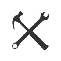 Wrench and hammer icon isolated on white background vector