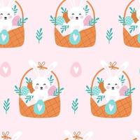 Happy easter seamless pattern with cute rabbit. Vector illustrations