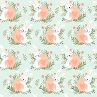 Happy easter seamless pattern with cute rabbit. Vector illustrations