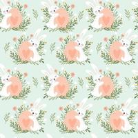 Happy easter seamless pattern with cute rabbit. Vector illustrations