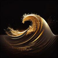 Golden Glitter Wave on Black Background. photo