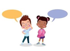 Kids talking with a speech bubble. vector