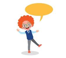 Kid talking with a speech bubble. vector