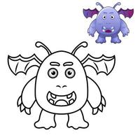 Coloring Pages for kids Education Cute monster cartoon vector icon illustration. monster holiday icon concept isolated