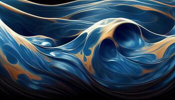 Blue Abstract flowing Liquid Wave Background. Illustration photo