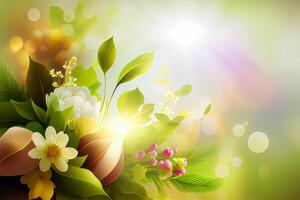 Spring natural floral Easter background. Illustration photo