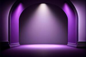 Purple studio room background with spotlight on. Illustrator photo