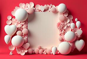 Pink Valentines Day Greeting Card Love Background. Illustration photo