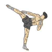 illustration silhouette muay thai fighter png