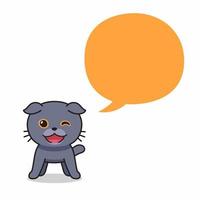 Cartoon character scottish fold cat with speech bubble vector