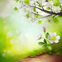 Spring Natural Vivid Floral Background with Place for Text. photo