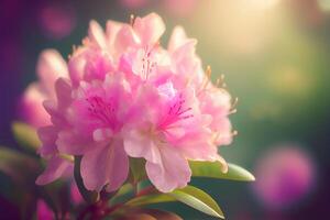 Blooming Pink Rhododendron Flower Illustration photo