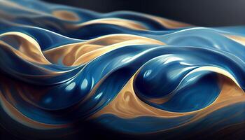 Blue Abstract flowing Liquid Wave Background. Illustration photo