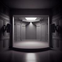 Gray studio room background with spotlight on. Illustrator photo