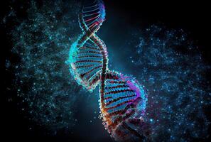 abstract lights vivid thin DNA double helix. Illustration Generative AI photo