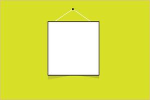 Hanging white banner with place for text. Vector illustration.