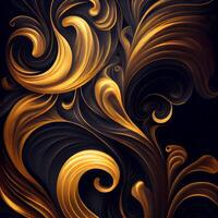 Swirled Pastel Gold Inkscape Water Paint dark background. Illustration photo