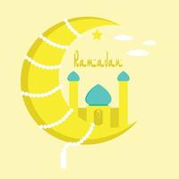 vector ilustración de Luna y mezquita antecedentes para Ramadán