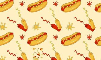 Pattern hot dog flat vector illustration