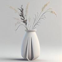 Minimalist Design Decoration with Dry Flowers in Vase. photo