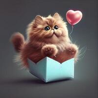 Cute Little Cat with Hearts. photo