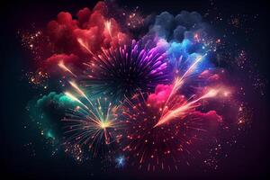 Pink and Blue Exciting Holiday Firework Party Background photo