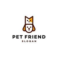 adorable perro y gato vector dibujos animados ilustración diseño en línea estilo, sencillo moderno animal mascota tienda personaje logo concepto. gracioso perrito y gatito amigo logo línea Arte dibujo