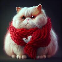 White Cat with Red Scarf. photo