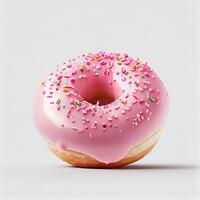 Glazed sweet realistic donut isolated on white background photo