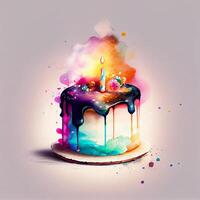 Watercolor copy space realistic childish colorful birthday. Illustration photo