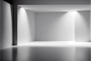 White studio room background with spotlight on. Illustrator photo