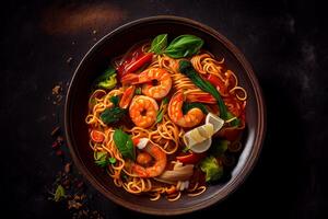 Schezwan noodles or szechuan vegetable. Illustration photo