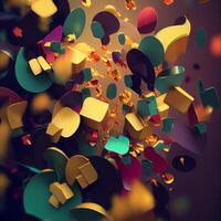 Abstract Dark Glossy Confetti Background. Generative AI photo