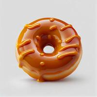 Glazed sweet realistic donut isolated on white background photo