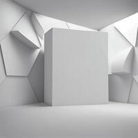 White minimalistic studio room background with spotlight on. Illustrator photo