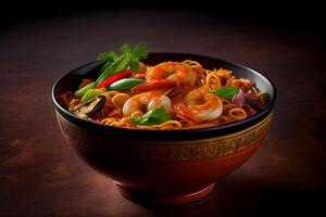 Schezwan noodles or szechuan vegetable. Illustration photo